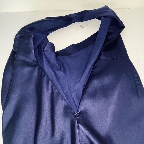 Banana Republic Factory One Shoulder Satin Knee Length Dress Patriot Blue Size 2 - Picture 11 of 12